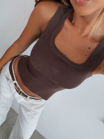 White Fox Wanting Problems Knit Top Chocolate