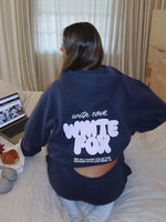 White Fox With Love Always Oversized Hoodie Navy