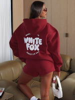 White Fox With Love For You Oversized Hoodie Burgundy
