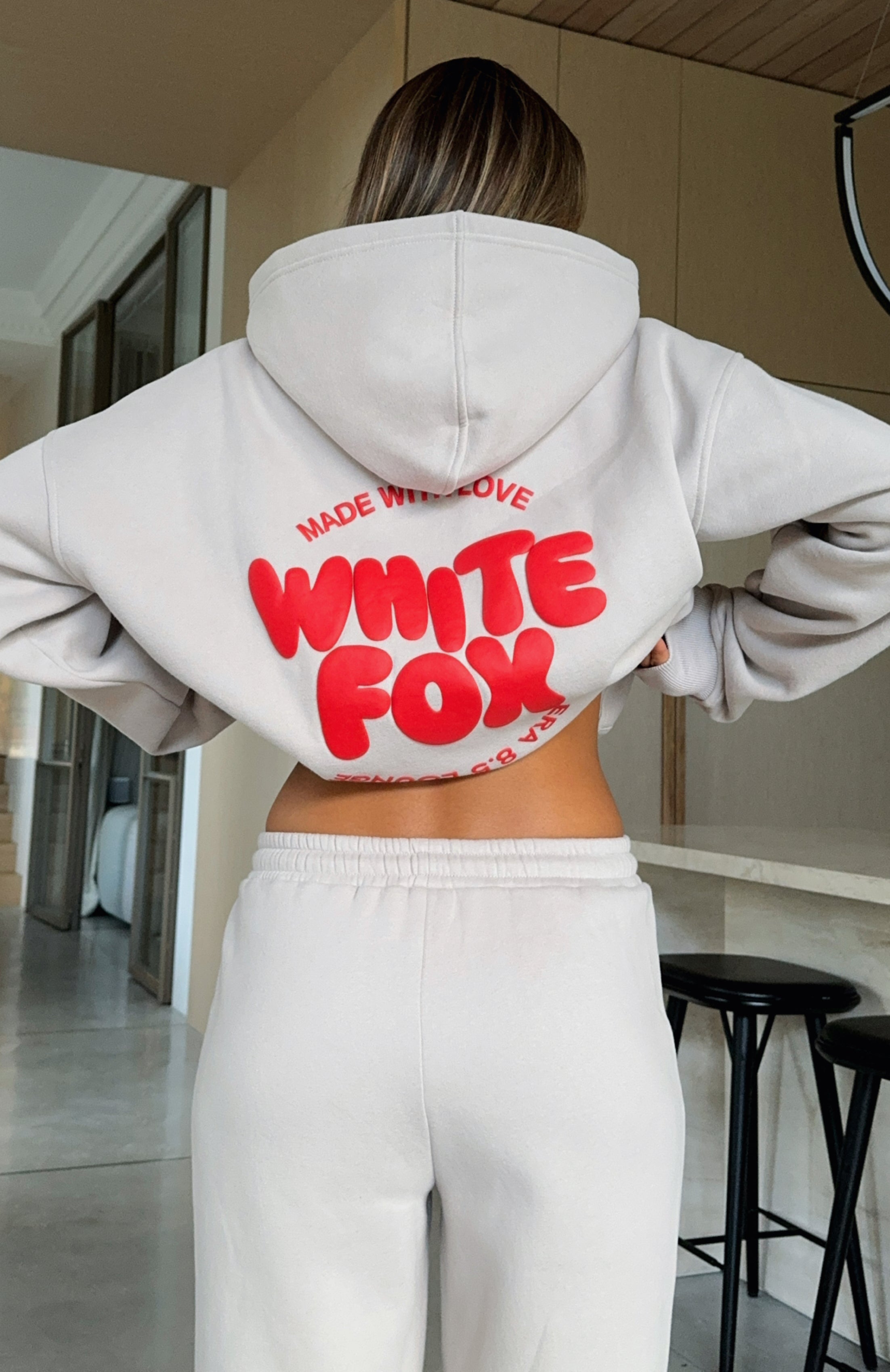 White Fox With Love For You Oversized Hoodie Moon