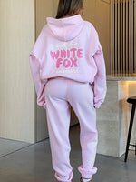 White Fox With Love Always Sweatpants Baby Pink