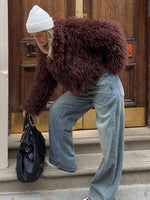 White Fox Weekend Away Faux Fur Jacket Chocolate