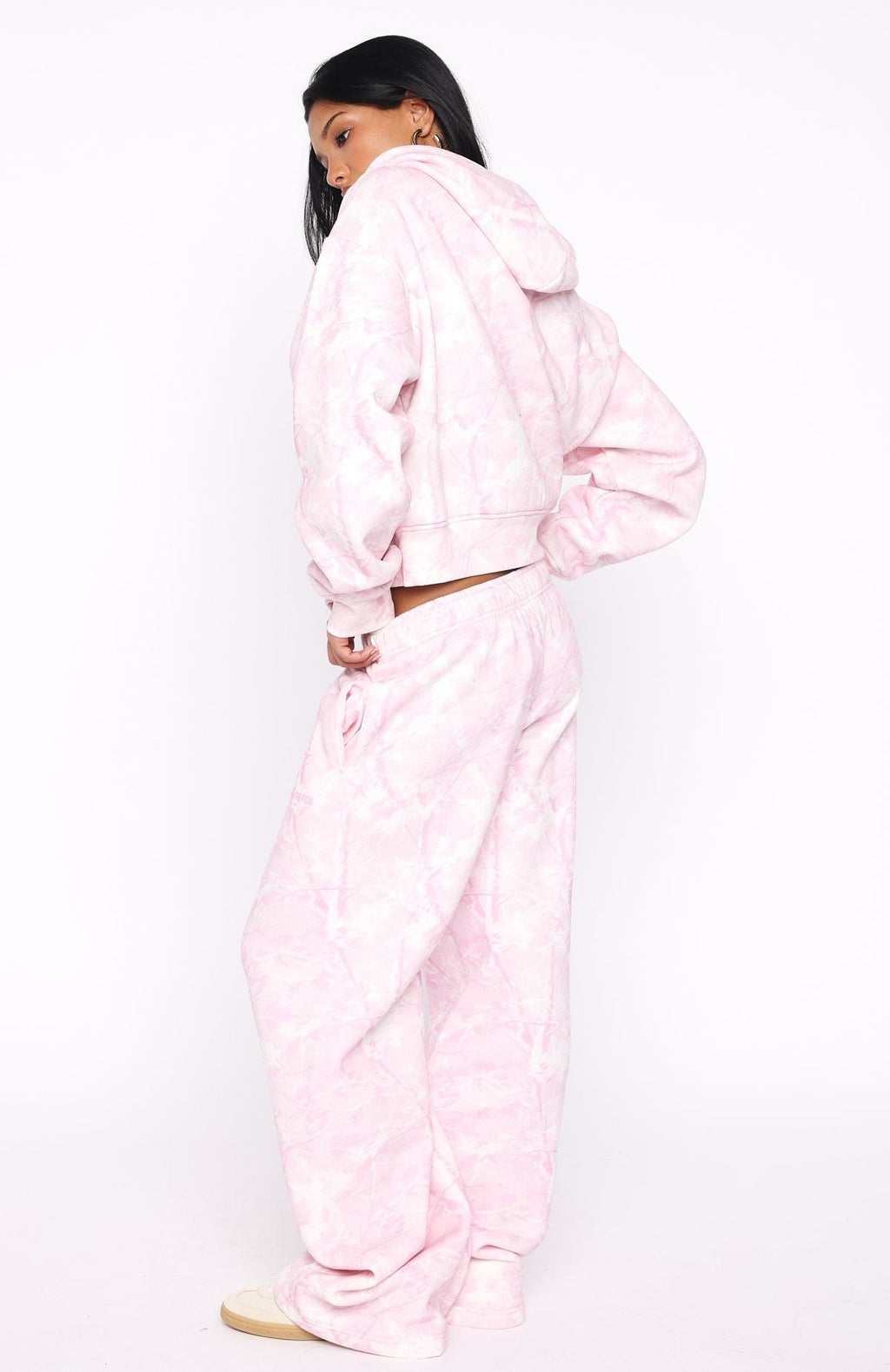 White Fox Hiding Away Wide Leg Sweatpants Pink Camo