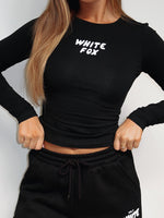 White Fox Young And Impatient Long Sleeve Baby Tee Black