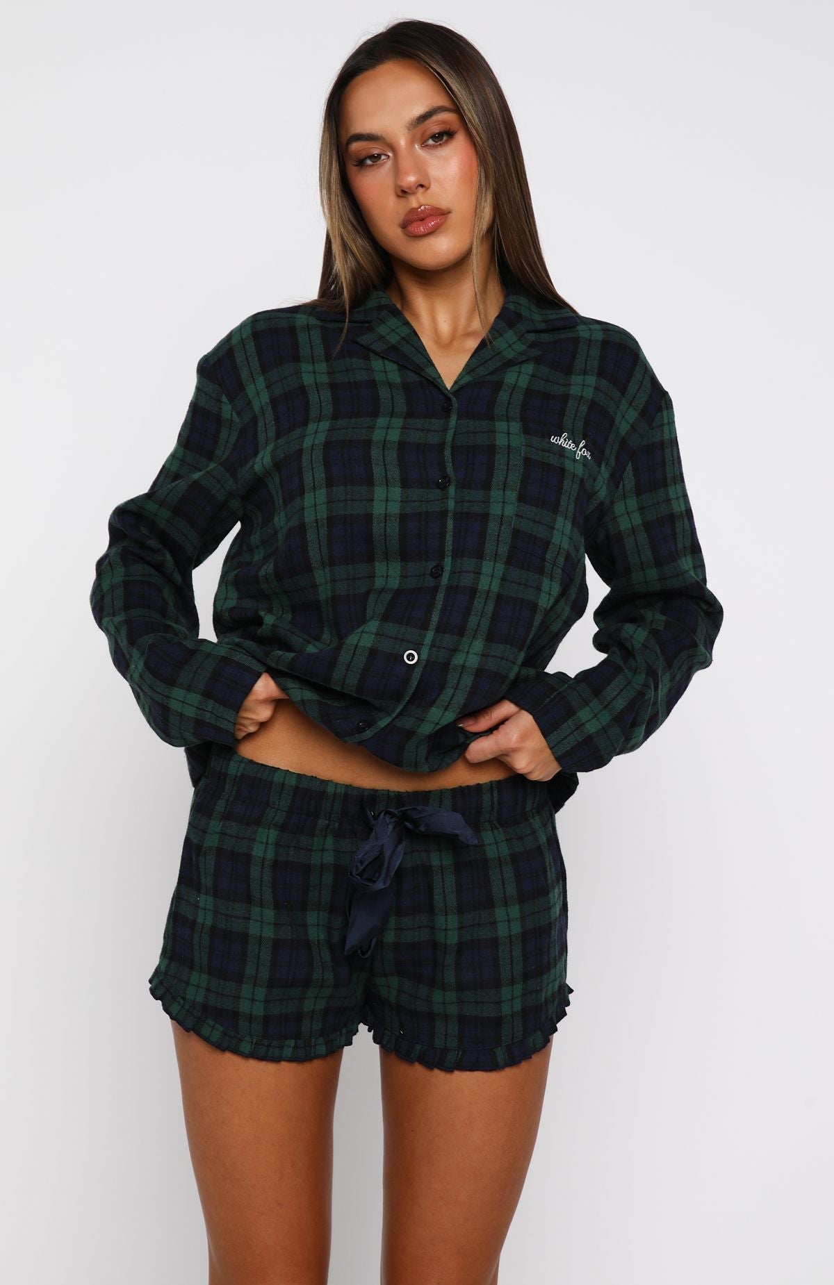 White Fox That Time Of Year Pyjama Shorts Green/Navy
