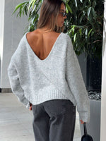 White Fox Softer Love Knit Sweater Grey Marle