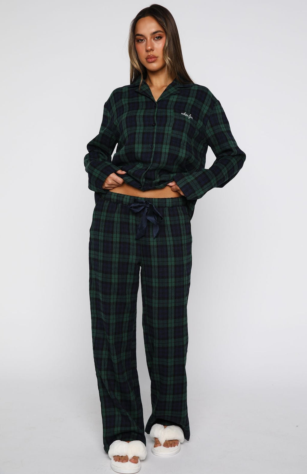 White Fox That Time Of Year Pyjama Pants Green/Navy
