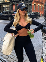 White Fox Over The Line Long Sleeve Crop Black