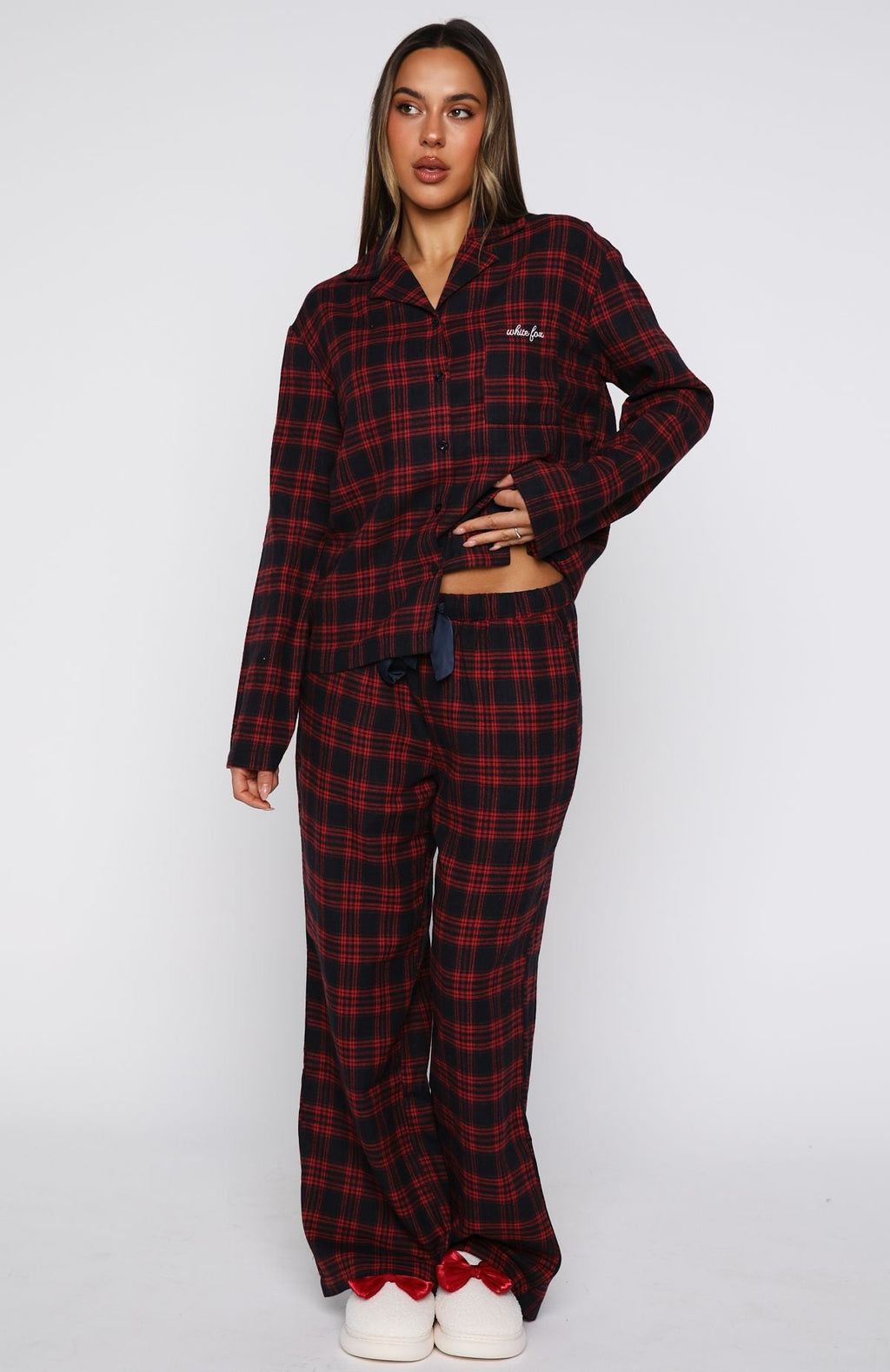 White Fox That Time Of Year Long Sleeve Pyjama Top Red/Navy