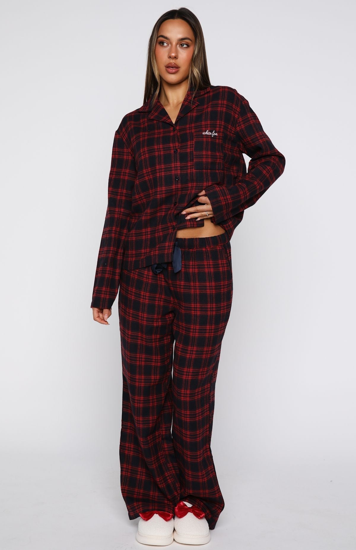 White Fox That Time Of Year Long Sleeve Pyjama Top Red/Navy