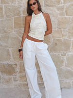 White Fox Sweet Like Me Wide Leg Pants White