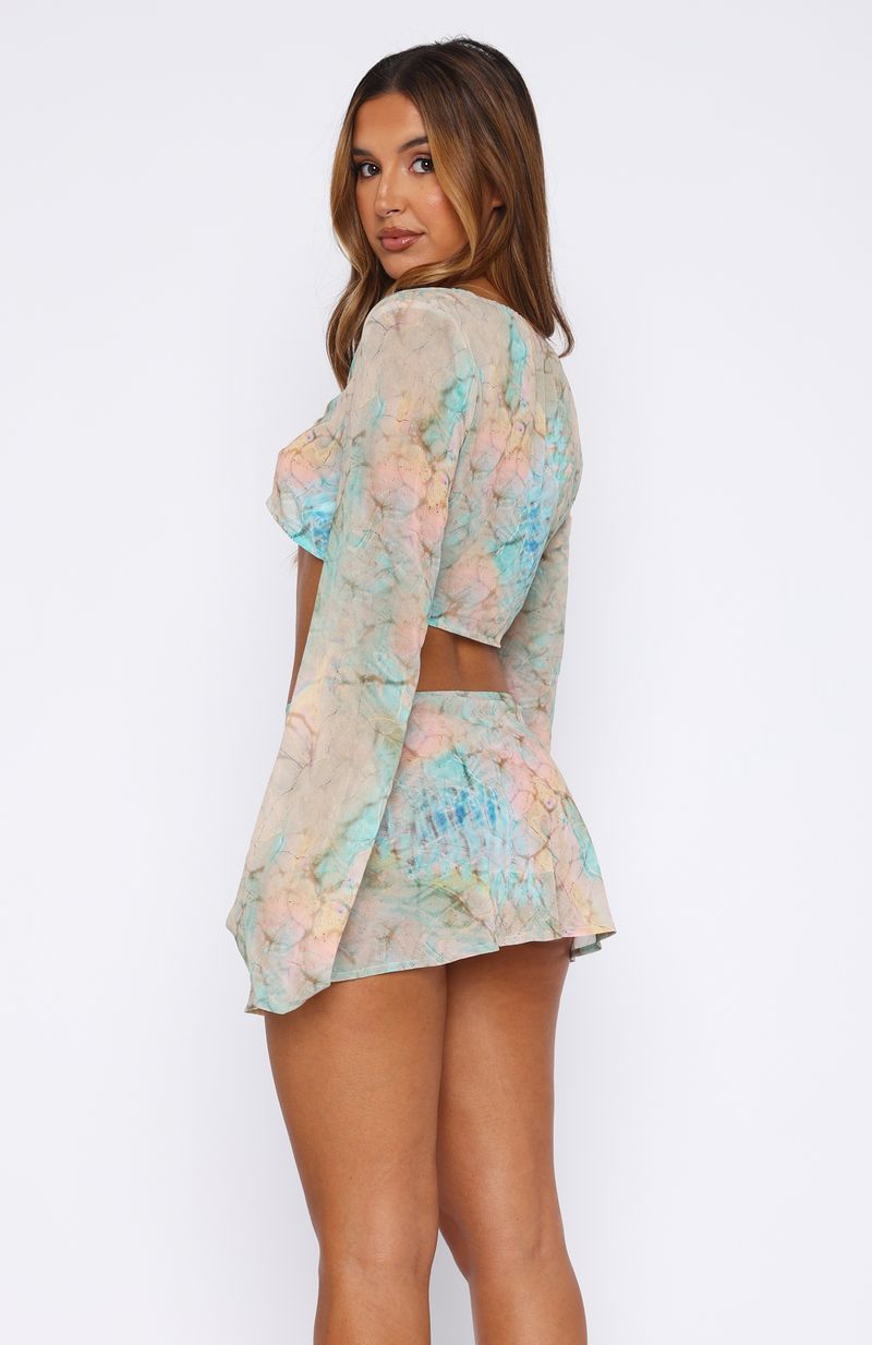 White Fox Aura Wave Mini Skirt Seaside Mottle
