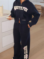 White Fox Daydreamers Madeline Wide Leg Sweatpants Navy