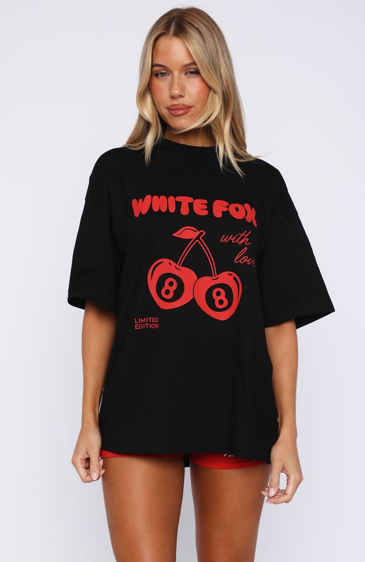 White Fox With Love In The Moment Oversized Tee Black