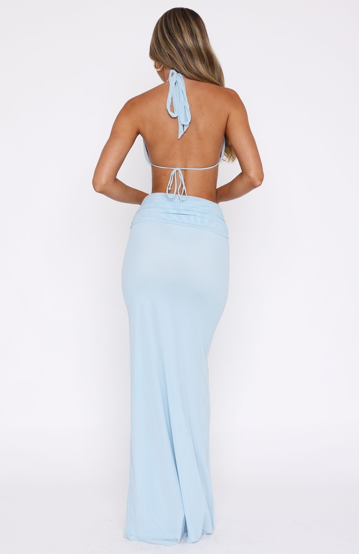 White Fox Everybody's Watching Maxi Dress Baby Blue