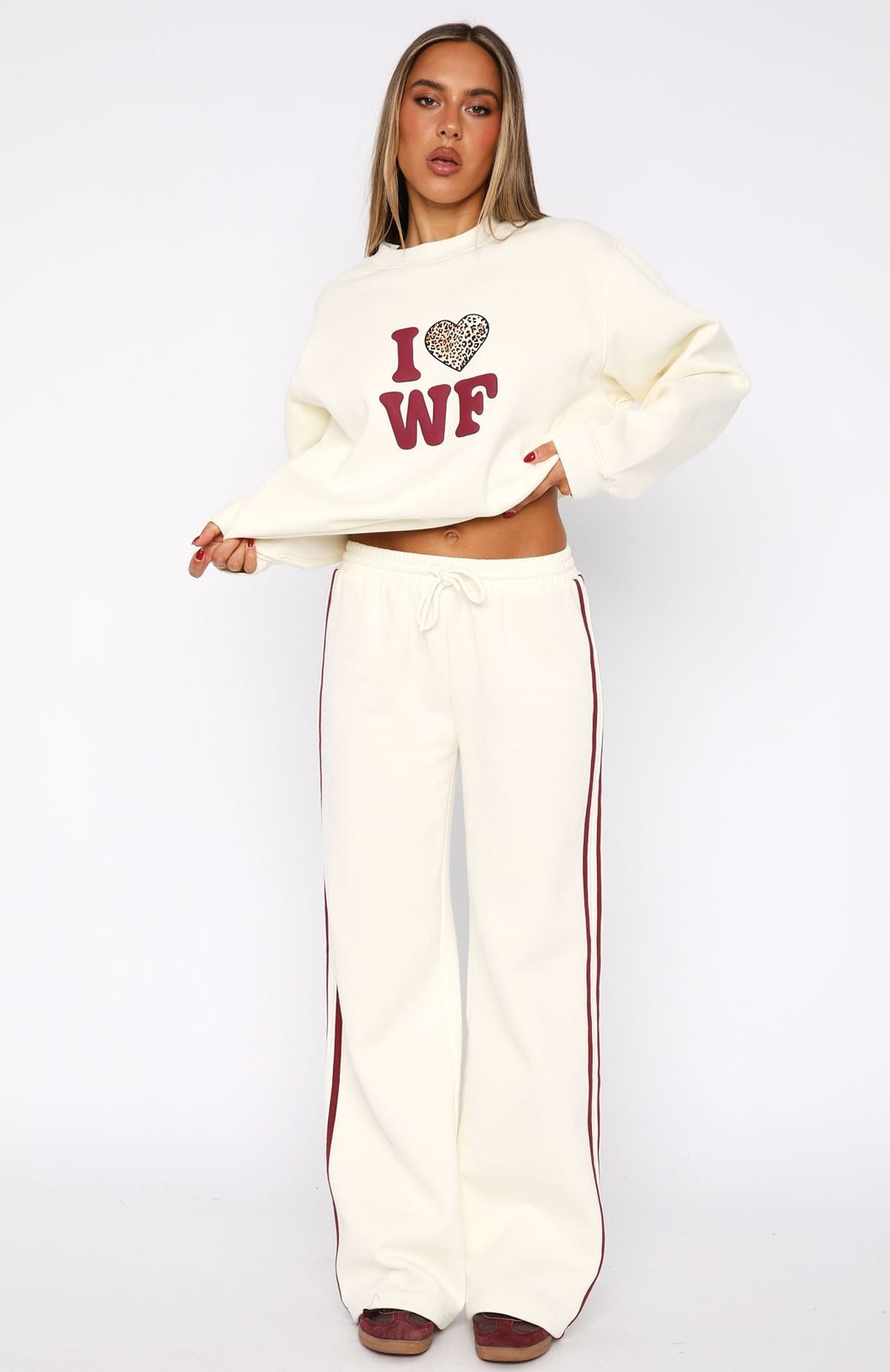 White Fox 11th Street Out & About Wide Leg Sweatpants Cake Batter