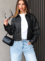 White Fox I Know Love PU Jacket Black