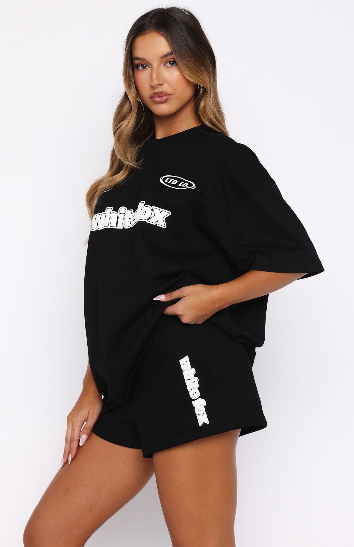 White Fox Ready To Go Oversized Tee Black