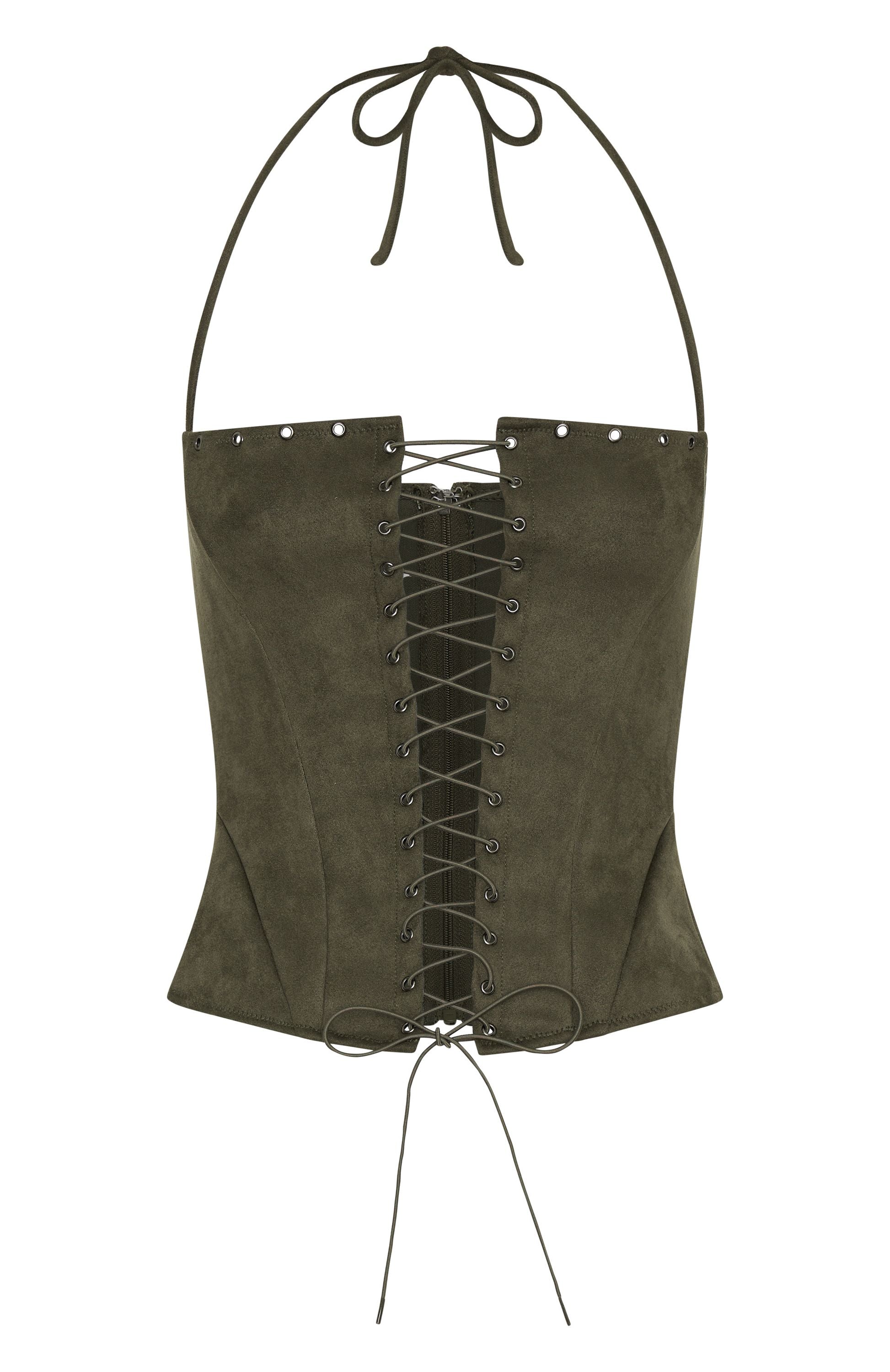 White Fox Don't Speak Faux Suede Bustier Cactus