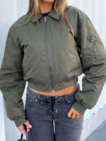 White Fox Something Forgotten Bomber Jacket Khaki