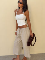 White Fox Date Me Capri Cargo Pants Stone