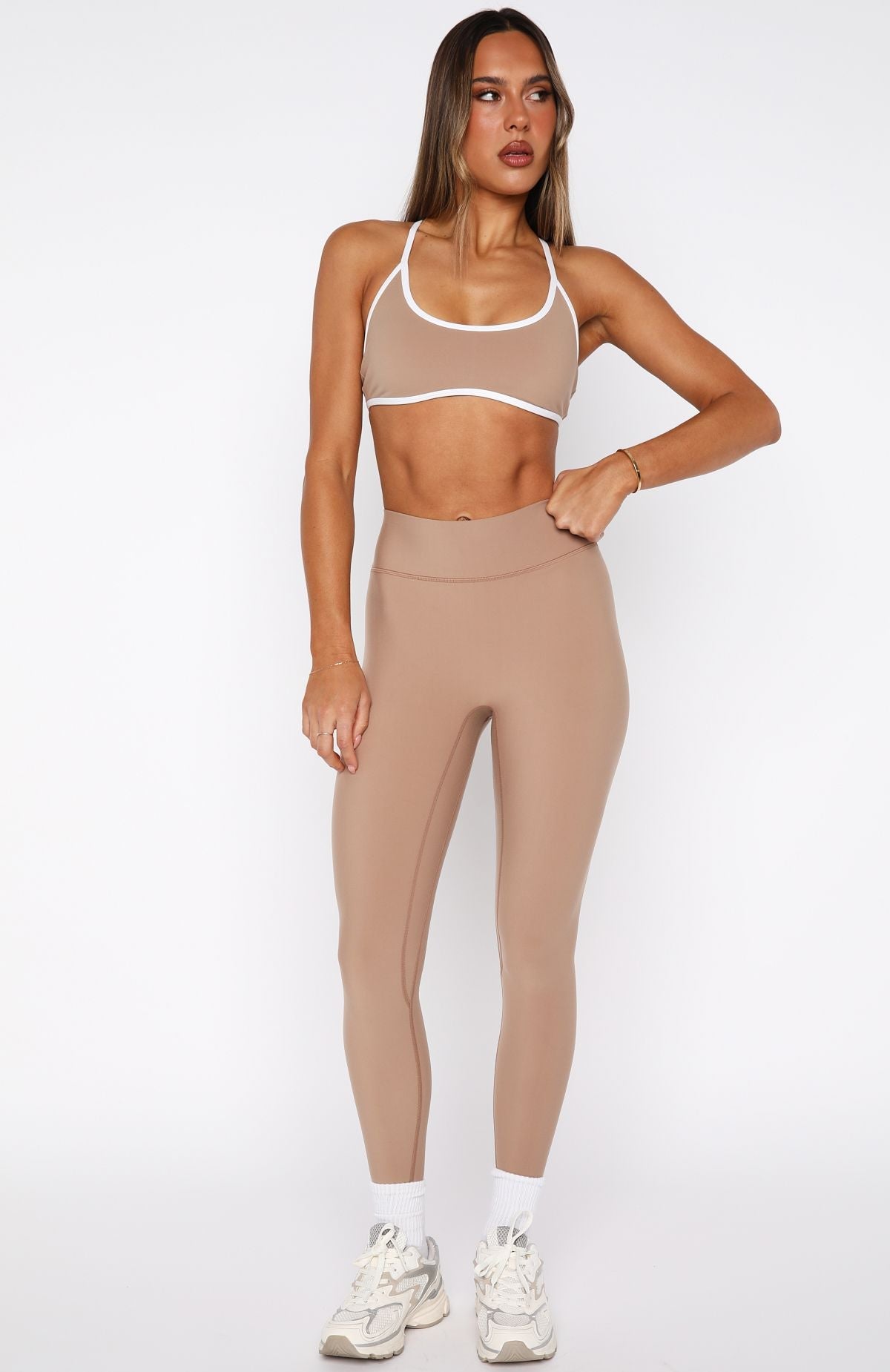 White Fox Go Getter High Waisted Leggings Caramel