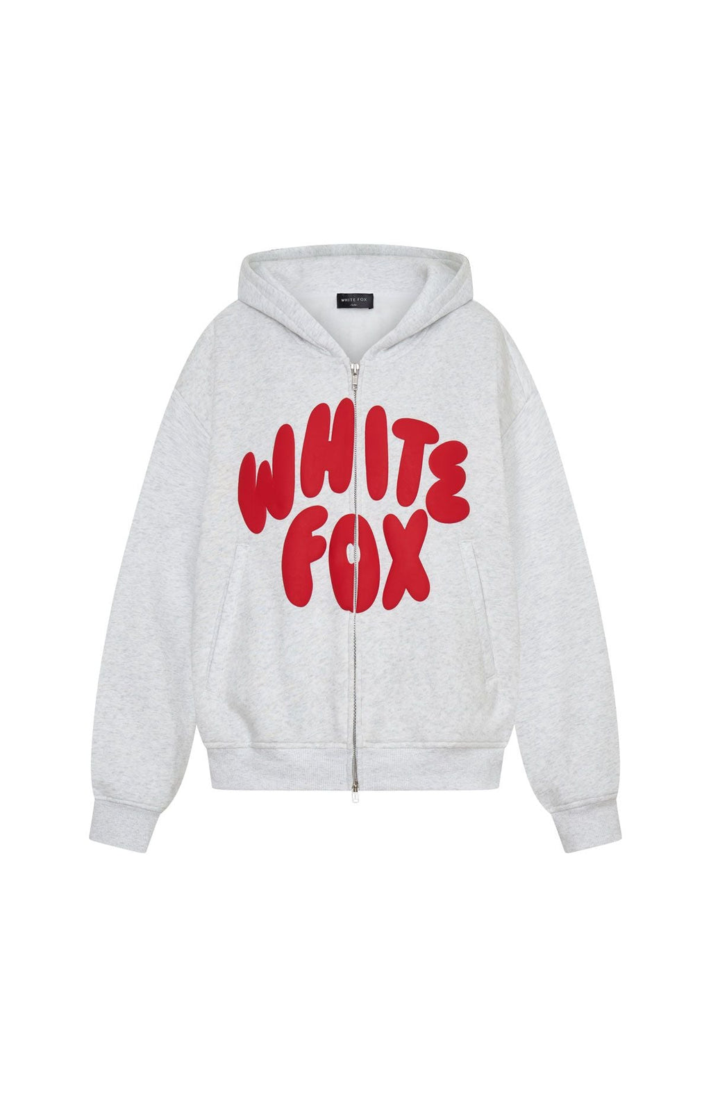 White Fox Club 14 Allie Boxy Zip Front Hoodie Grey Marle
