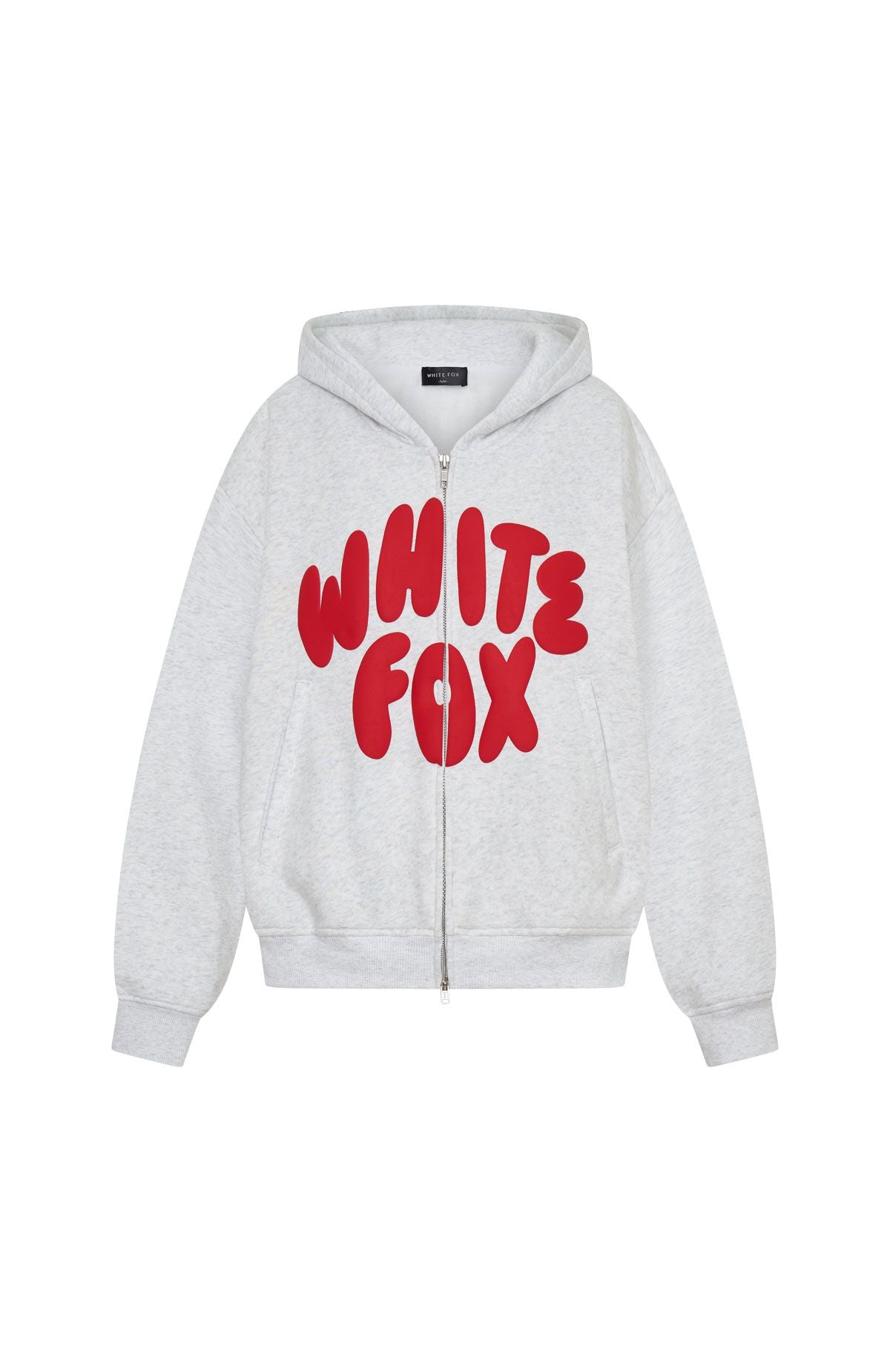 White Fox Club 14 Allie Boxy Zip Front Hoodie Grey Marle