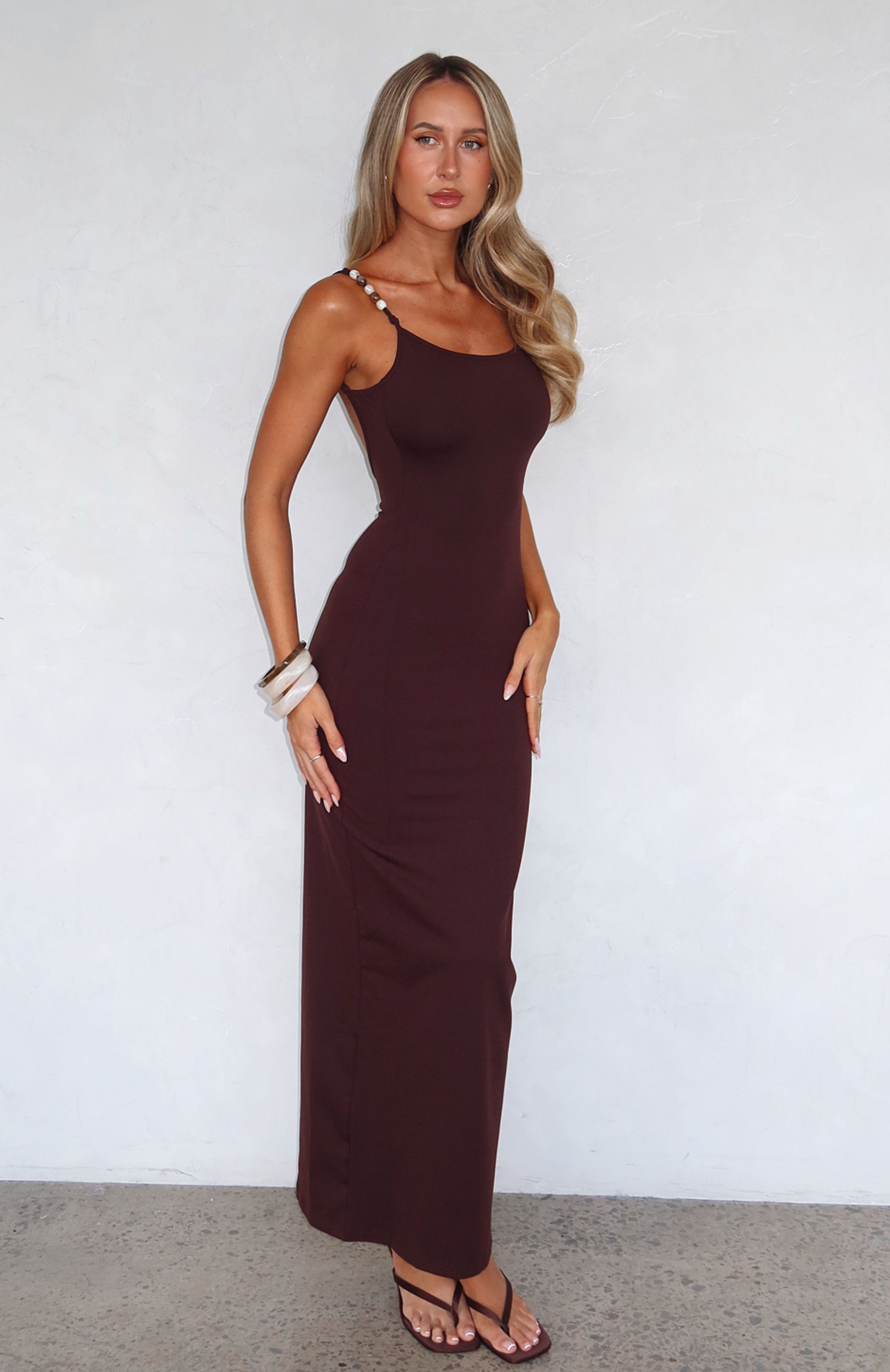 White Fox Trusting You Maxi Dress Dark Chocolate