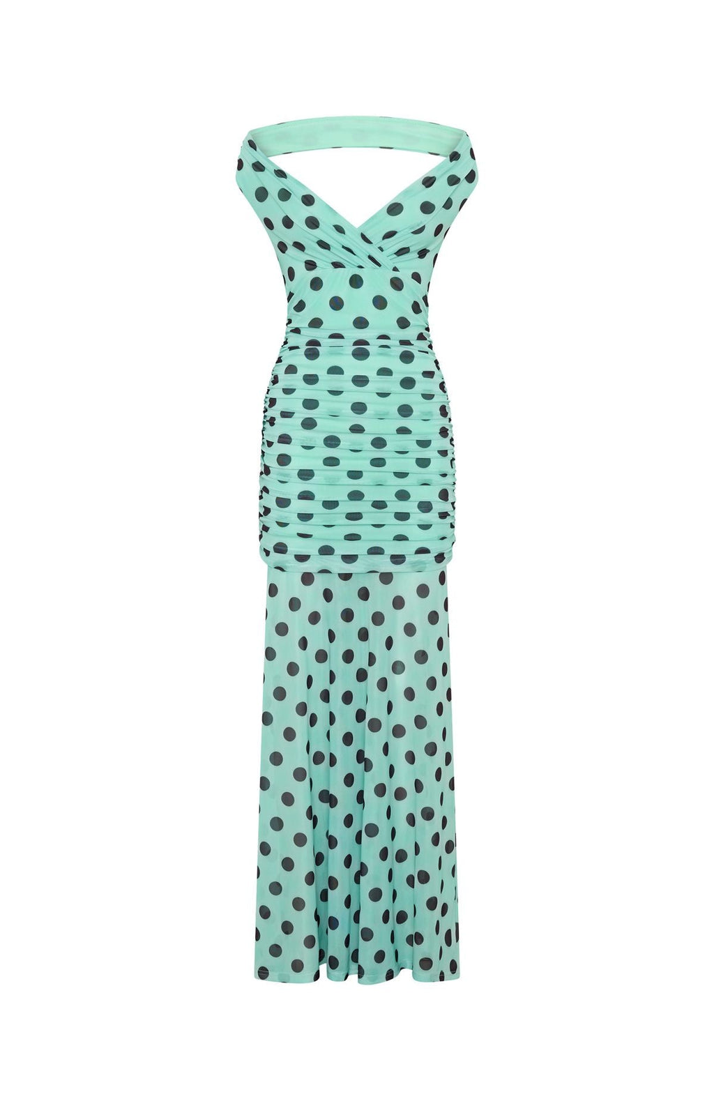 White Fox Sweet And Chic Maxi Dress Aqua Polka Dot