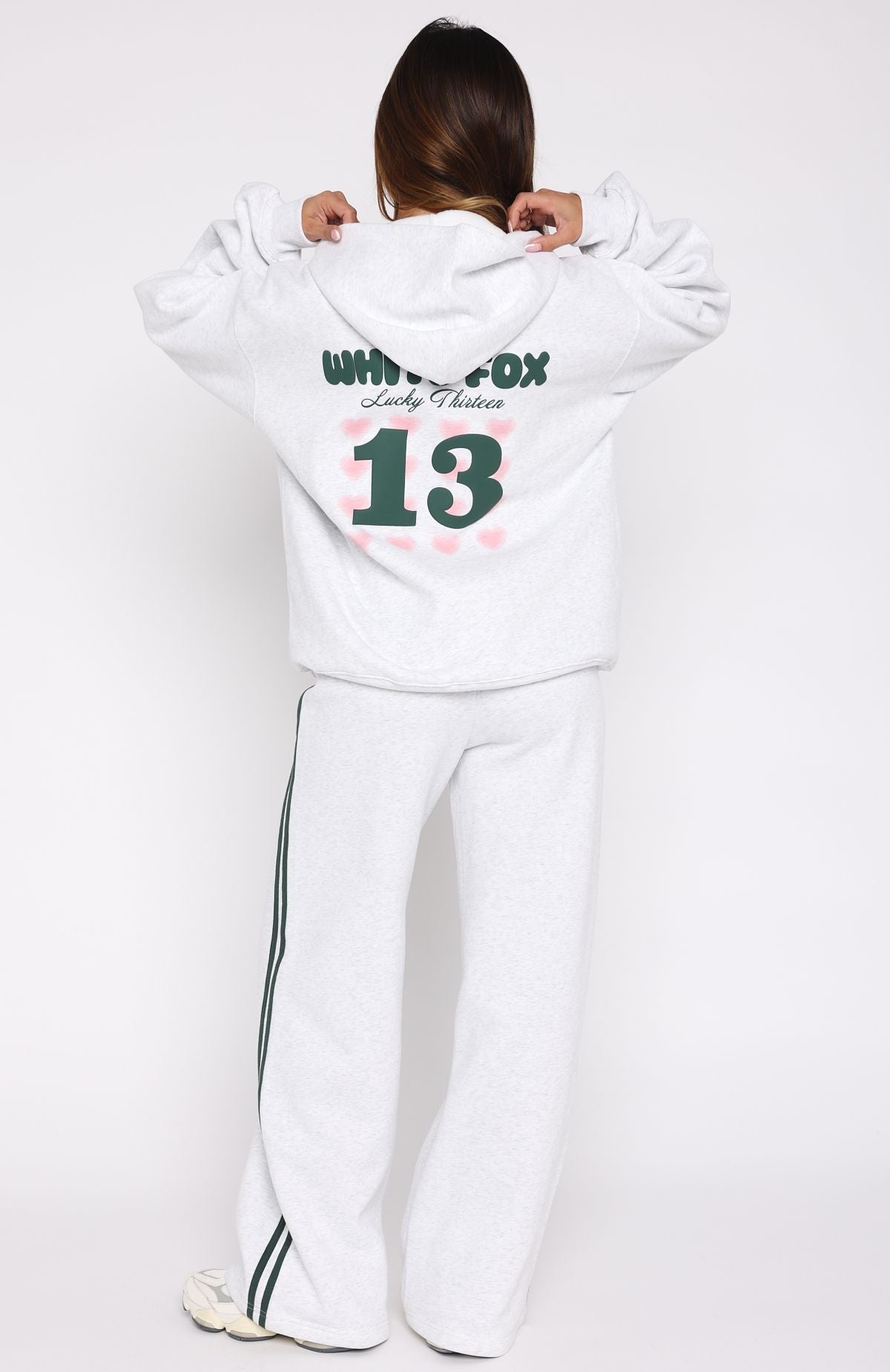 White Fox Lucky Thirteen Charise Wide Leg Sweatpants Grey Marle