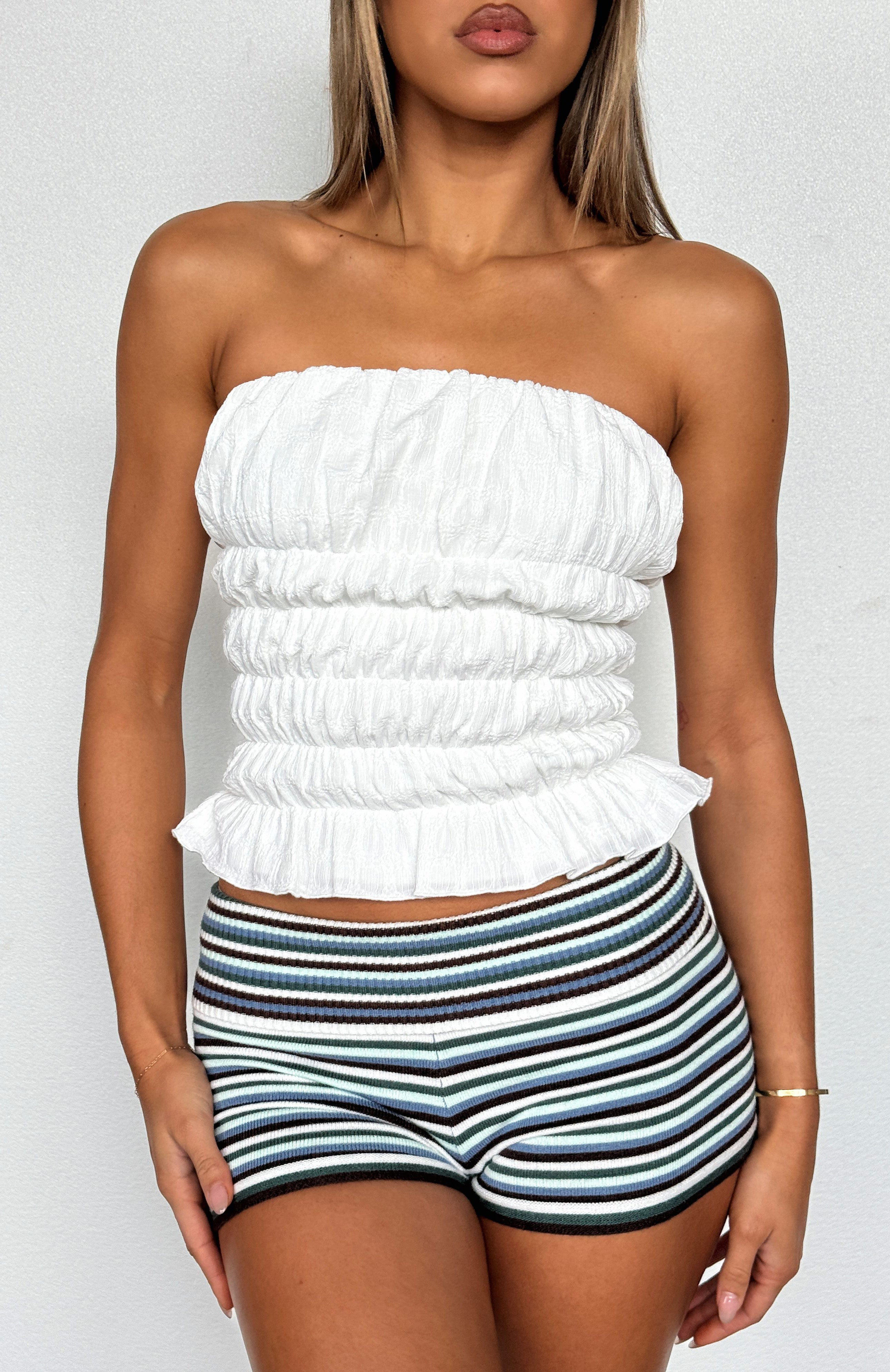 White Fox On To Something Strapless Top White