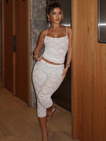 White Fox Vibe With Me Lace Capri Pants White