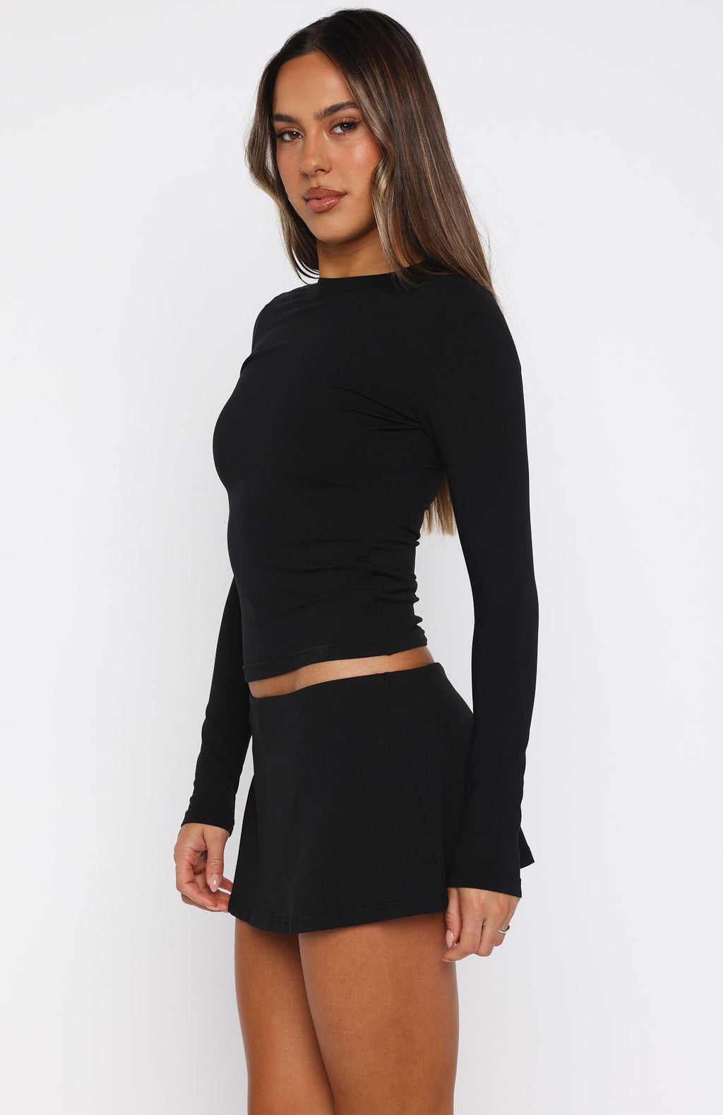 White Fox Hard To Please Low Rise Mini Skort Black