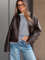 White Fox I Know Love PU Jacket Chocolate