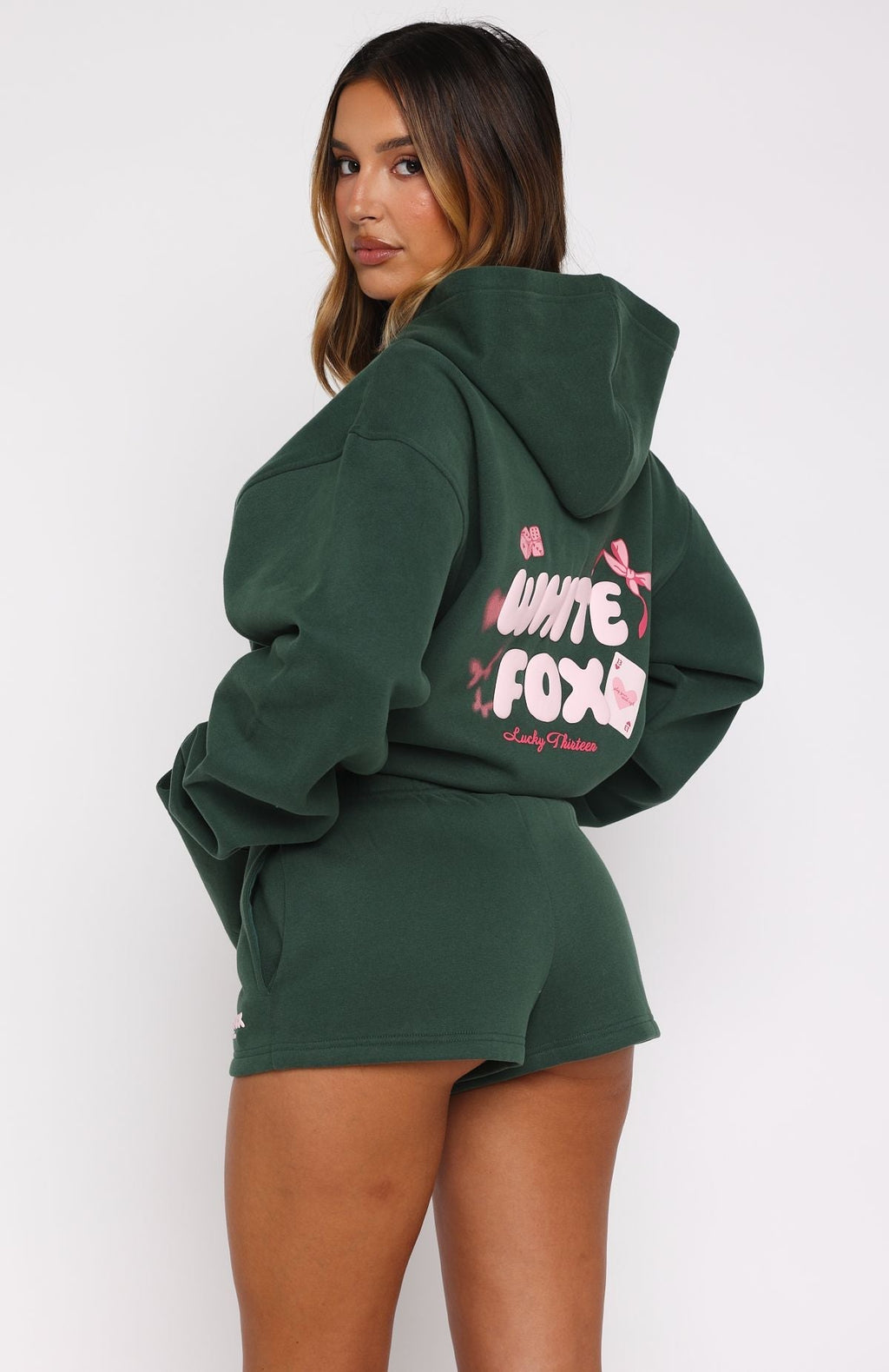 White Fox Lucky Thirteen Stephanie Oversized Hoodie Green