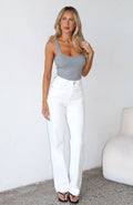 White Fox Alyssa High Rise Straight Leg Jeans Off White