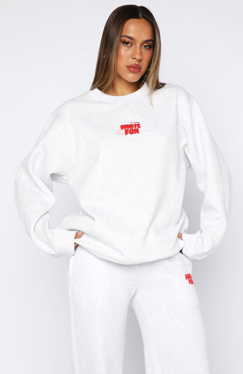 White Fox 11th Street Sweet Kisses Oversized Sweater Cherry Glaze