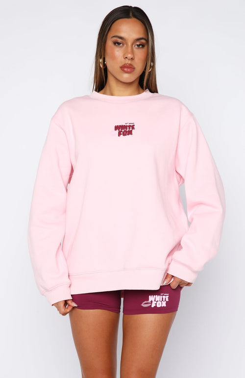White Fox 11th Street Sweet Kisses Oversized Sweater Pink Sugar
