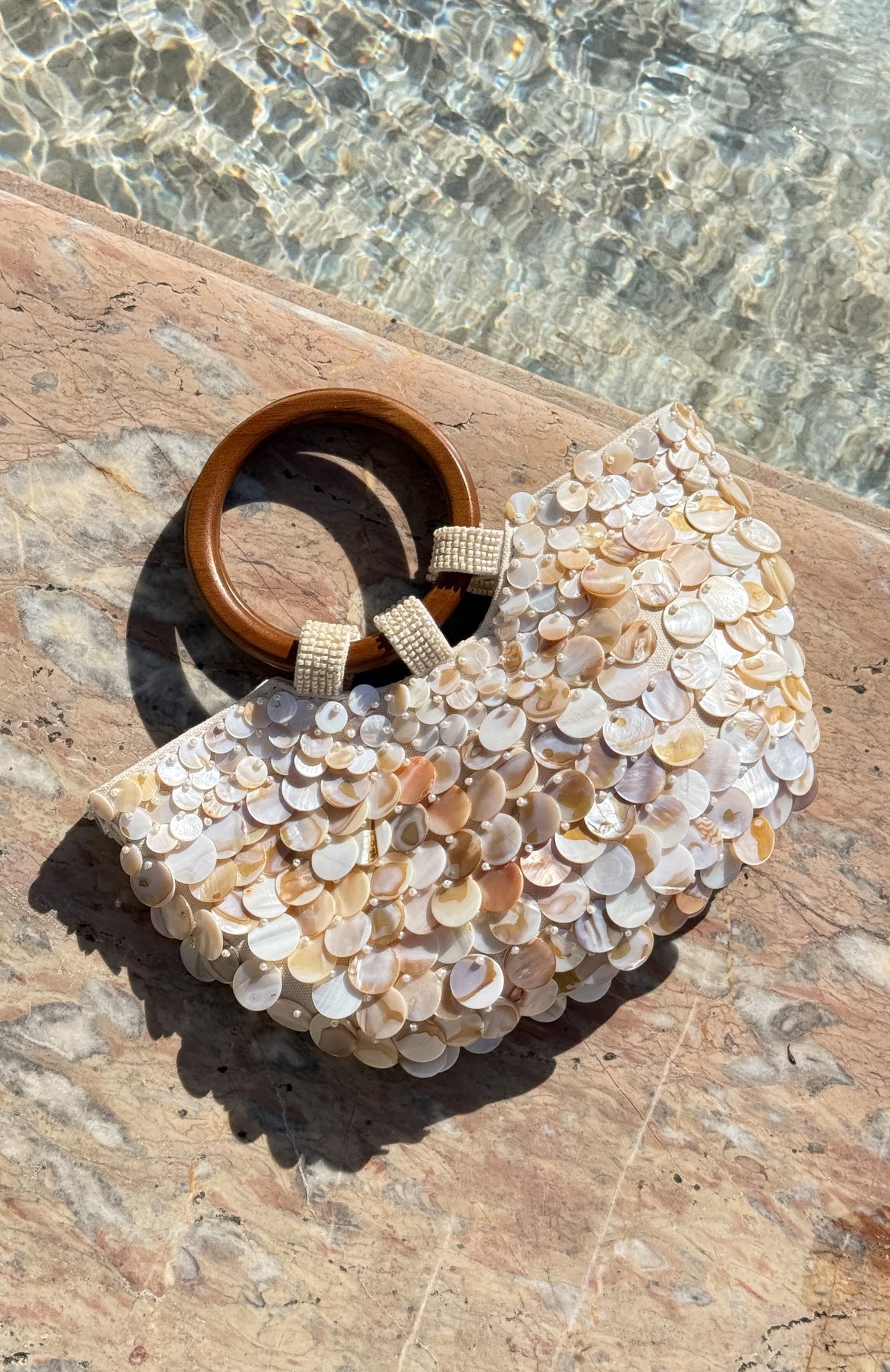 White Fox Alessandra Shell Top Handle Bag Cream