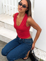 White Fox All Around You V Neck Tank Top Red