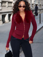 White Fox All Bundled Up Knit Cardigan Burgundy