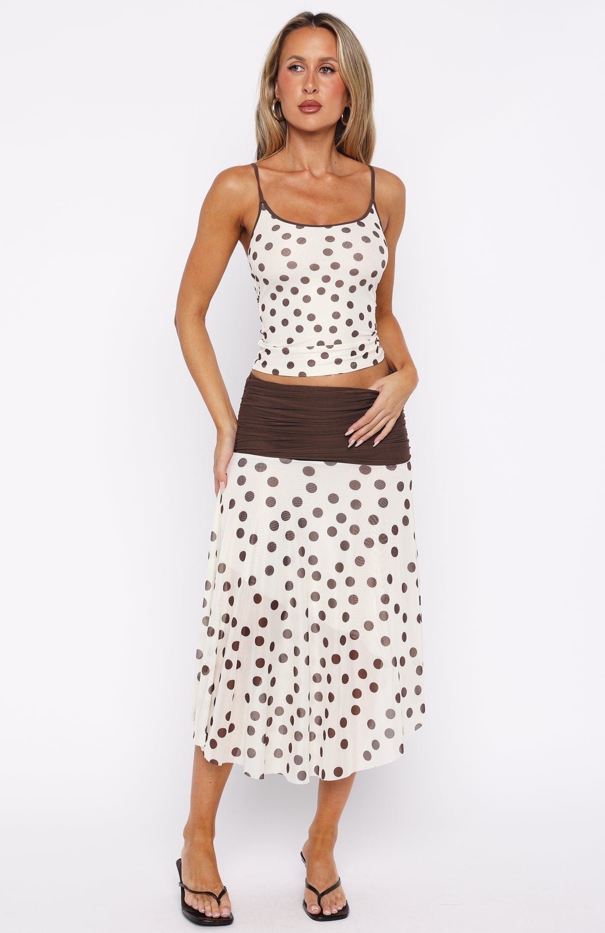 White Fox Angel Love Top Cream/Choc Polka Dot