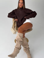 White Fox Apres Ski With Me Knit Sweater Chocolate