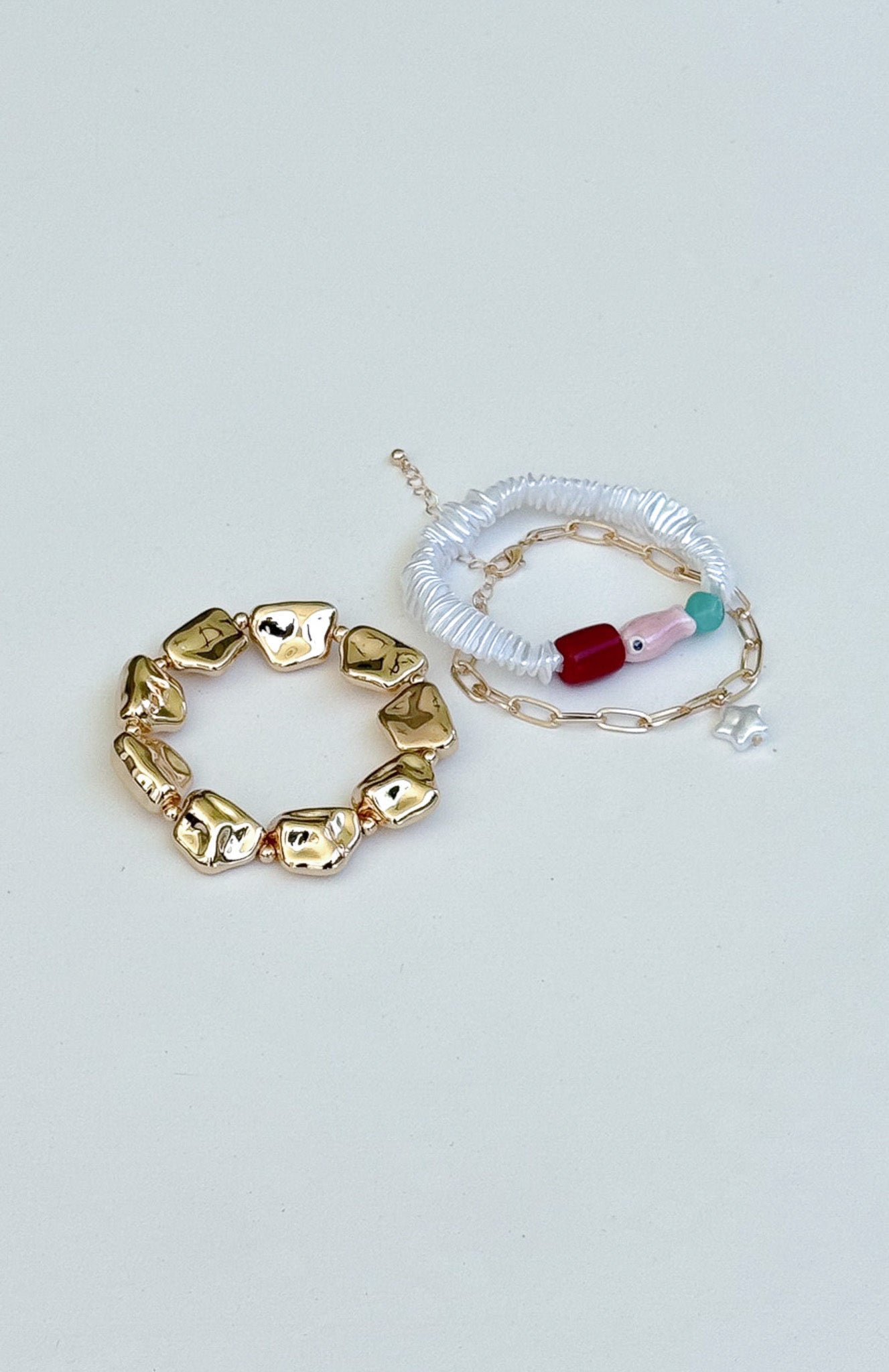 White Fox Aster Bracelet Set Gold