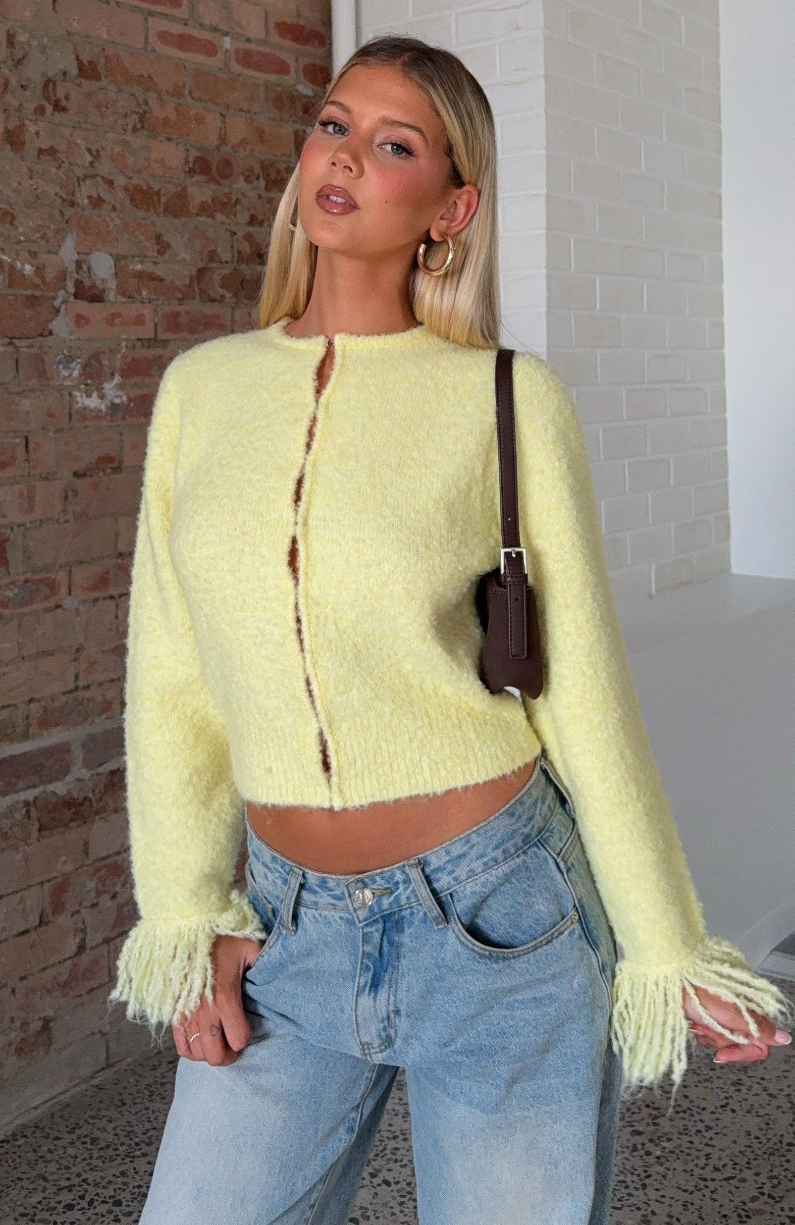 White Fox Baby It's Cold Knit Cardigan Lemon