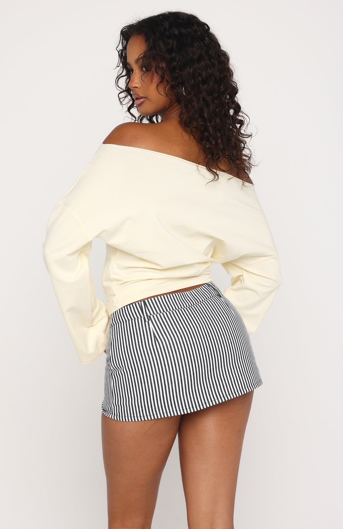 White Fox Back To Business Mini Skort Black Stripe