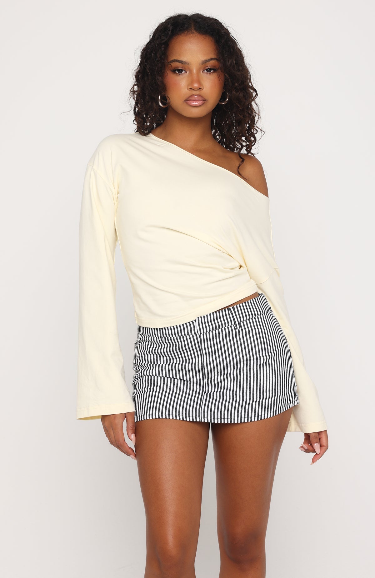 White Fox Back To Business Mini Skort Black Stripe