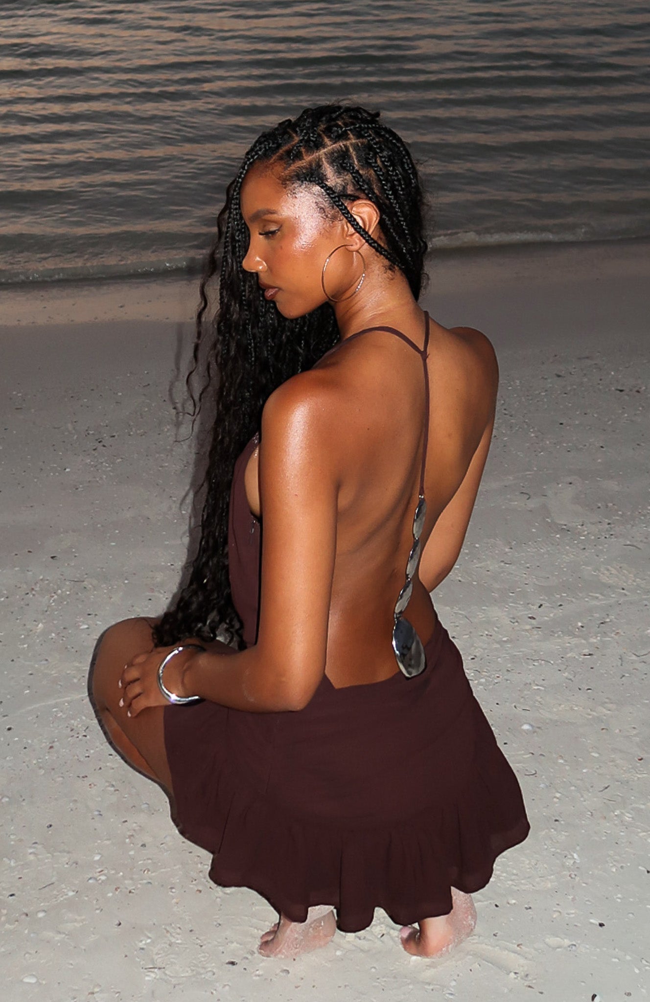 White Fox Back To Dazzle Mini Dress Chocolate