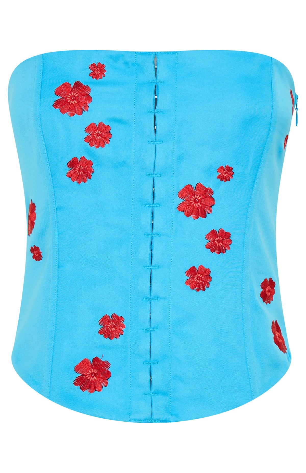 White Fox Beyond Me Strapless Embroidered Bustier Blue